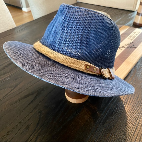 Navy Straw Fedora with Natural Rope Trim main image 7